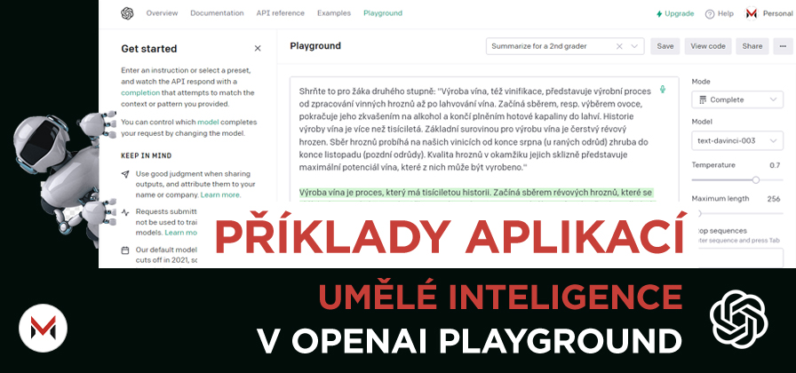 Příklady aplikací umělé inteligence v OpenAI Playground
